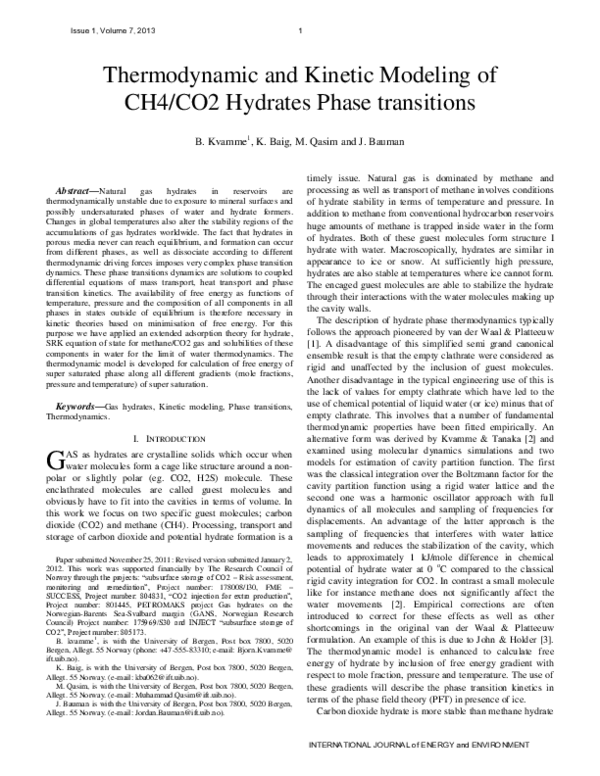 (PDF) Thermodynamic and Kinetic Modeling of CH4/CO2 Hydrates Phase ...