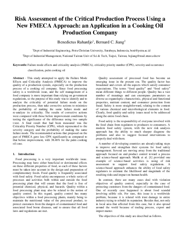 (PDF) Risk assessment of the critical production process using a new ...
