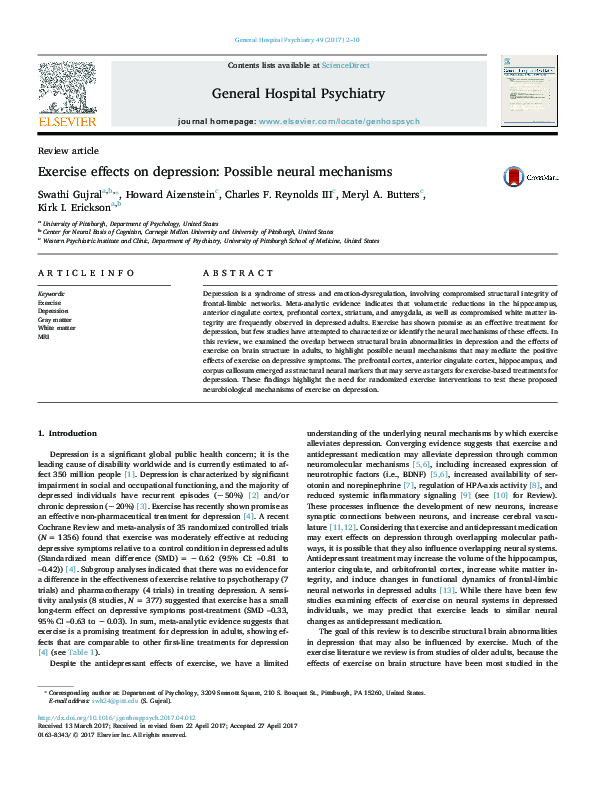 (PDF) Exercise effects on depression: Possible neural mechanisms