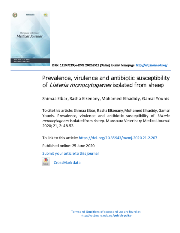 (PDF) Prevalence, virulence and antibiotic susceptibility of Listeria ...