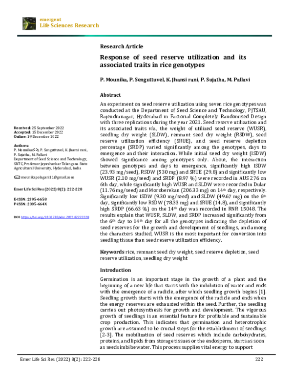 (PDF) Response of seed reserve utilization and its associated traits in ...