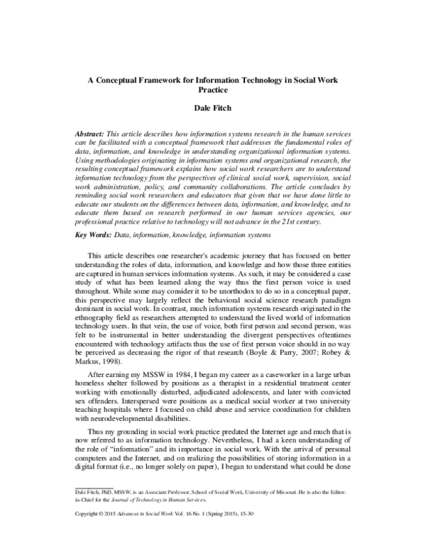 (PDF) A Conceptual Framework for Information Technology in Social Work ...