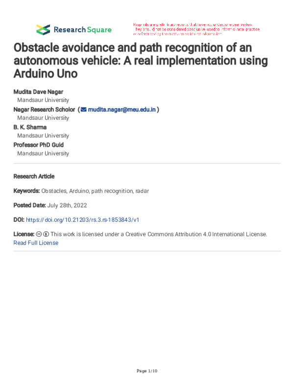 (PDF) Obstacle avoidance and path recognition of an autonomous vehicle ...