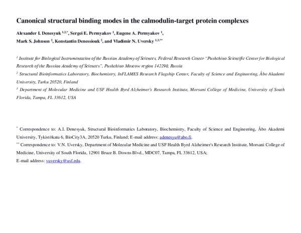 (PDF) Canonical structural-binding modes in the calmodulin–target ...