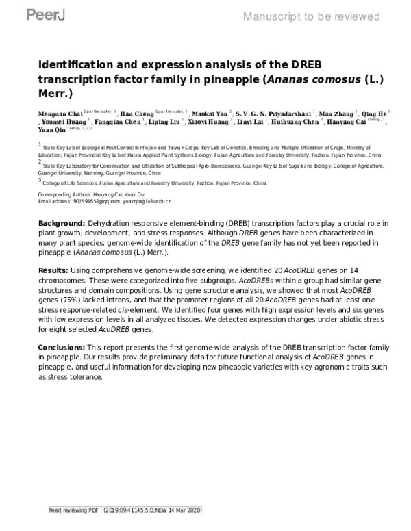 (PDF) Peer Review #3 of "Identification and expression analysis of the ...