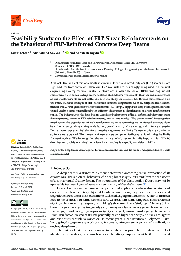 (PDF) Feasibility Study on the Effect of FRP Shear Reinforcements on ...