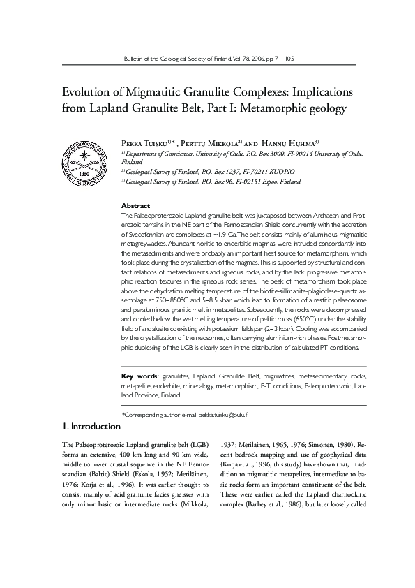 (PDF) Evolution of migmatitic granulite complexes: Implications from ...