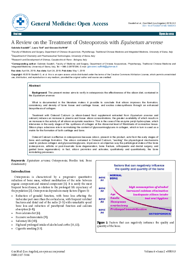 (PDF) A Review on the Treatment of Osteoporosis with Equisetum arvense