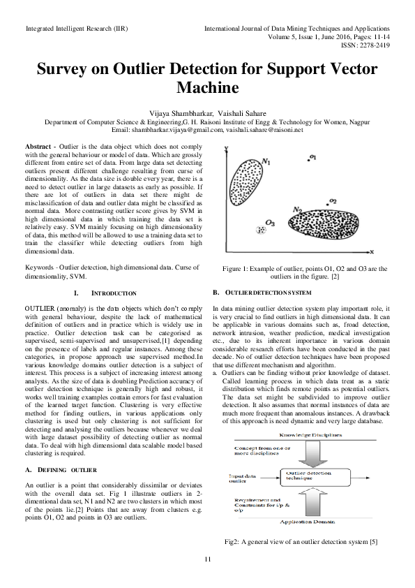 (PDF) Survey on Outlier Detection for Support Vector Machine