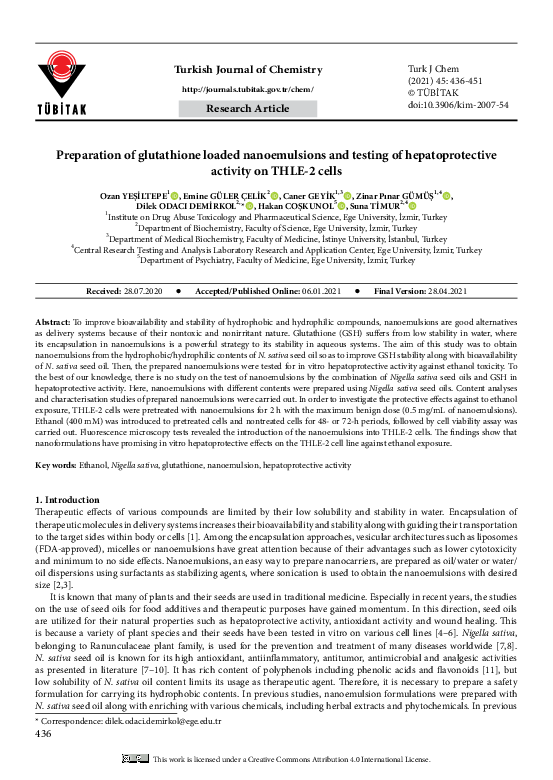 (PDF) Preparation of glutathione loaded nanoemulsions and testing of ...