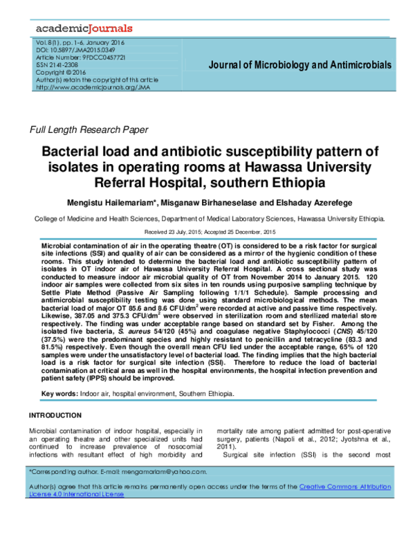 (PDF) Bacterial load and antibiotic susceptibility pattern of isolates ...