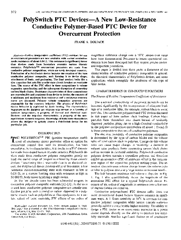 (PDF) PolySwitch PTC Devices-A New Low-Resistance Conductive Polymer ...