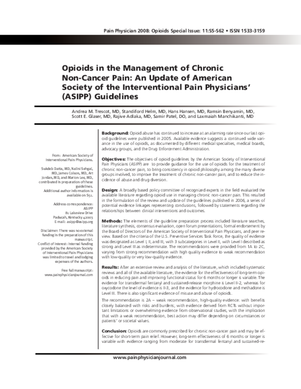 (PDF) Opioids in the Management of Chronic Non-Cancer Pain: An Update ...