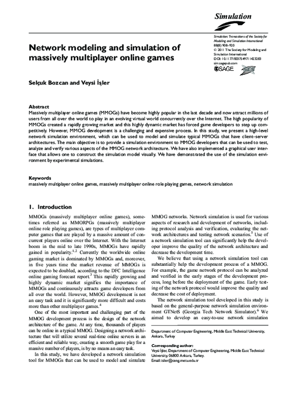 (PDF) Network modeling and simulation of massively multiplayer online games