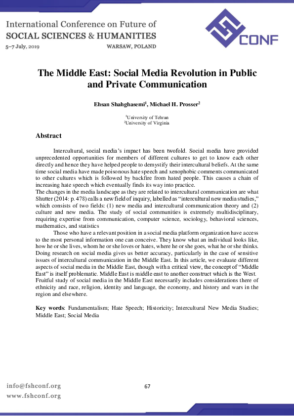 (PDF) The Middle East: Social Media Revolution in Public and Private ...
