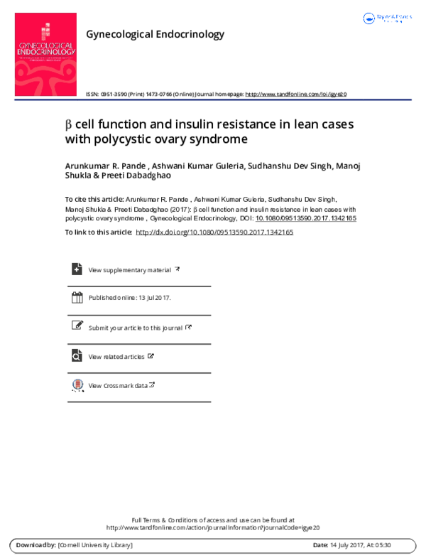 (PDF) Β Cell Function and Insulin Resistance in Lean Cases with ...