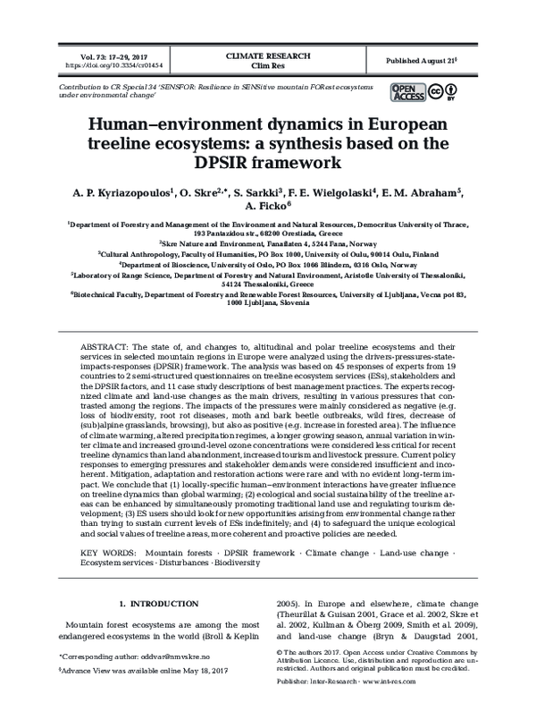 (PDF) Human-environment dynamics in European treeline ecosystems: a ...