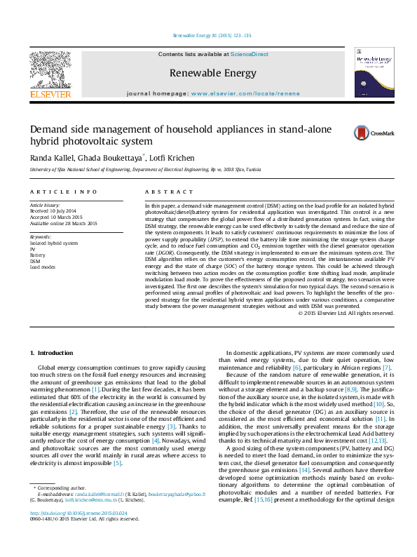 (PDF) Demand side management of household appliances in stand-alone ...