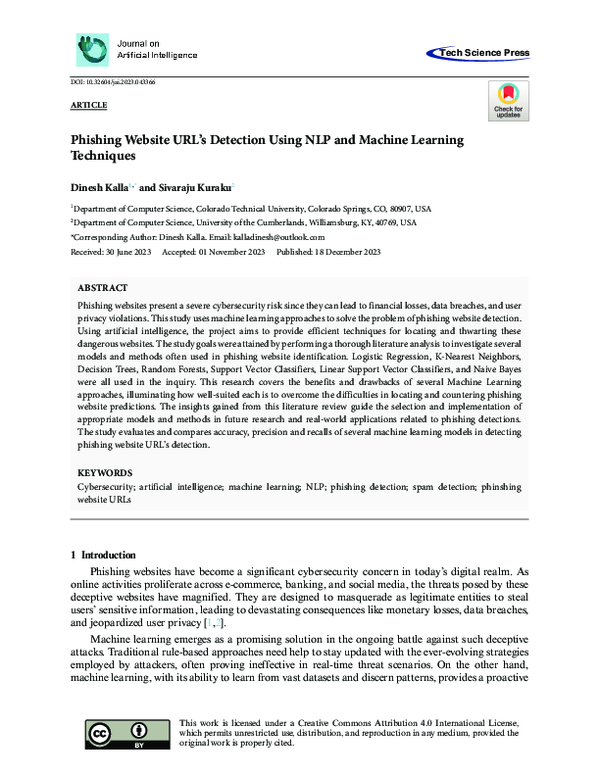 (PDF) Phishing Website URL's Detection Using NLP and Machine Learning ...