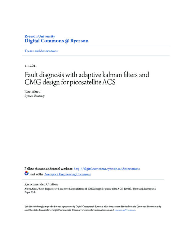 (PDF) Fault diagnosis with adaptive kalman filters and CMG design for ...