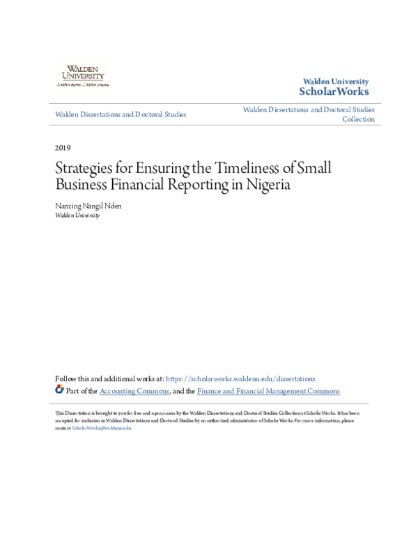 Strategies for Ensuring the Timeliness of Small Business Financial Reporting in Nigeria