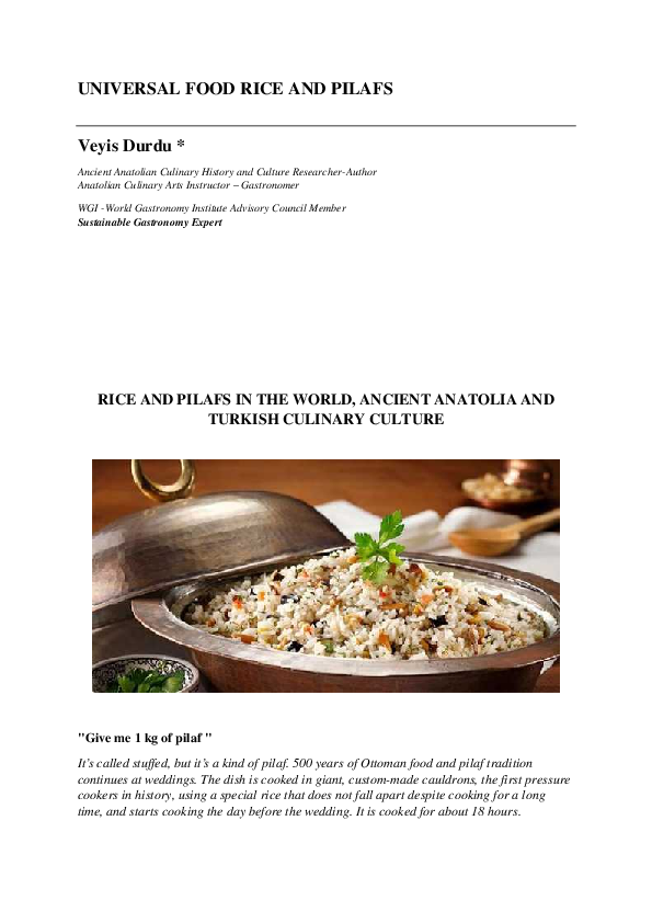 (PDF) UNIVERSAL FOOD RICE AND PILAFS