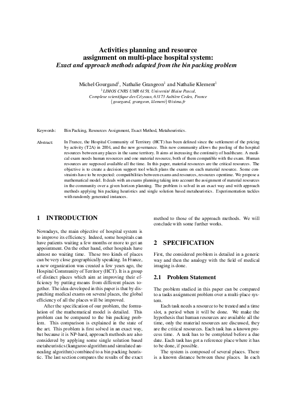 (PDF) Activities Planning and Resource Assignment on Multi-place ...