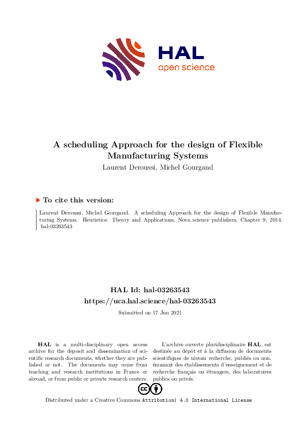(PDF) A scheduling Approach for the design of Flexible Manufacturing ...