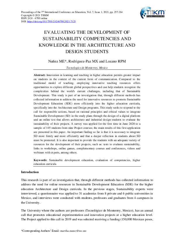 (PDF) Evaluating the Development of Sustainability Competencies and ...