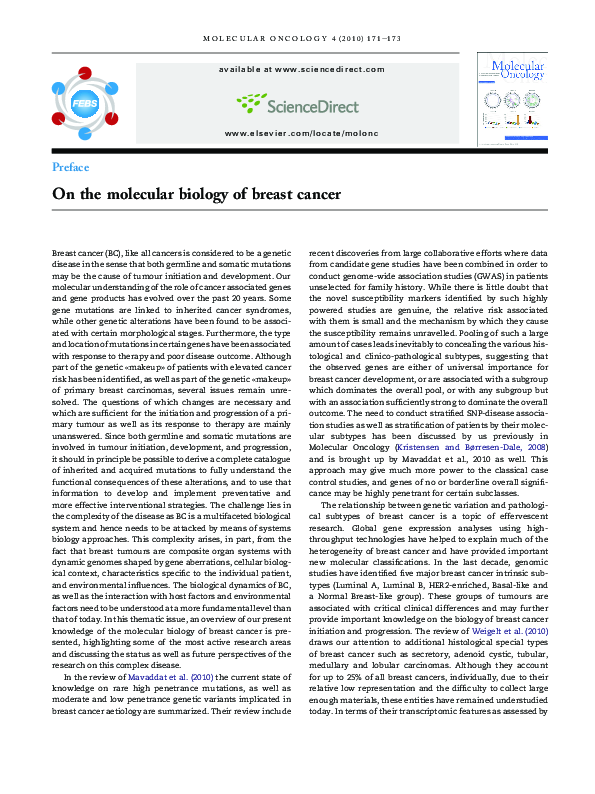 (PDF) Molecular biology of breast cancer | Petar Ozretić - Academia.edu