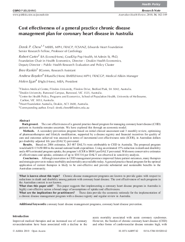 (PDF) Cost effectiveness of a general practice chronic disease ...