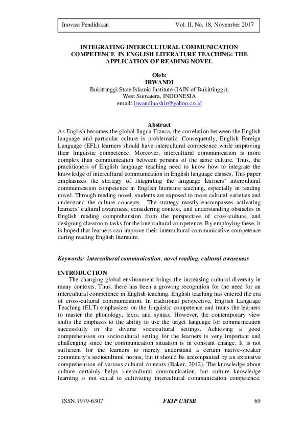 (PDF) Integrating Intercultural Communication Competence in English ...