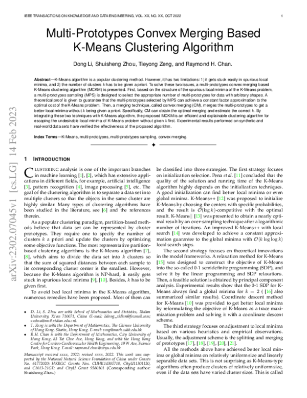 (PDF) Multi-Prototypes Convex Merging Based K-Means Clustering Algorithm