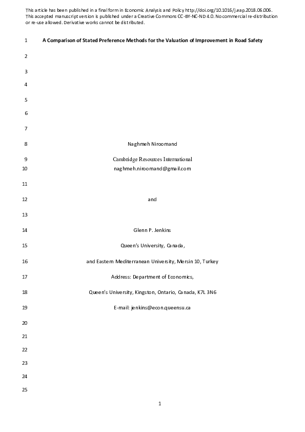(PDF) A comparison of stated preference methods for the valuation of ...
