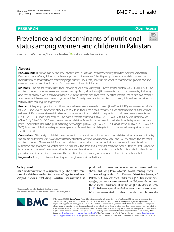 (PDF) Prevalence and determinants of nutritional status among women and ...