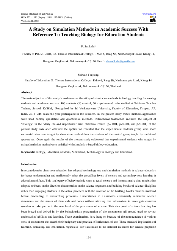 (PDF) A Study on Simulation Methods in Academic Success with Reference ...