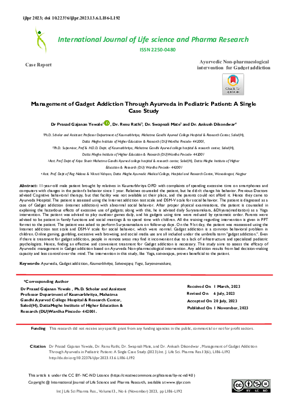 (PDF) Management of Gadget Addiction Through Ayurveda in Pediatric ...