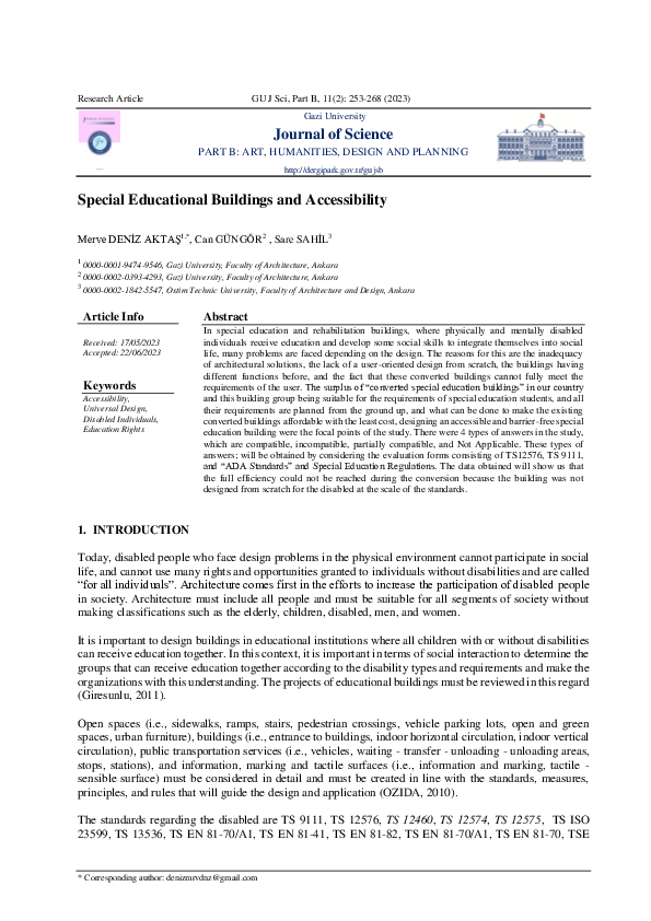 (PDF) Special Educational Buildings and Accessibility