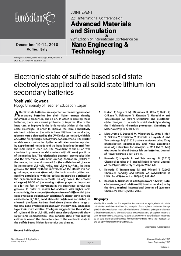 (PDF) Electronic state of sulfide based solid state electrolytes ...