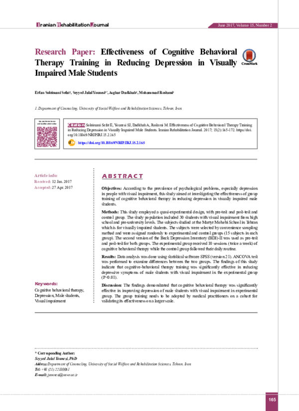 (PDF) Effectiveness of Cognitive Behavioral Therapy Training in ...