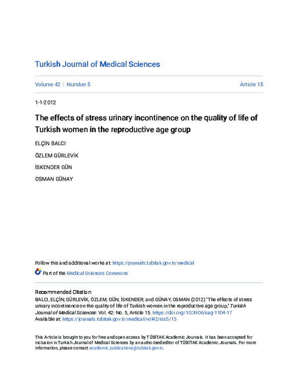 (PDF) The effects of stress urinary incontinence on the quality of life ...
