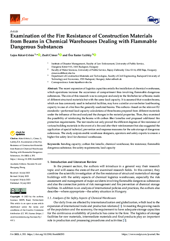 (PDF) Examination of the Fire Resistance of Construction Materials from ...