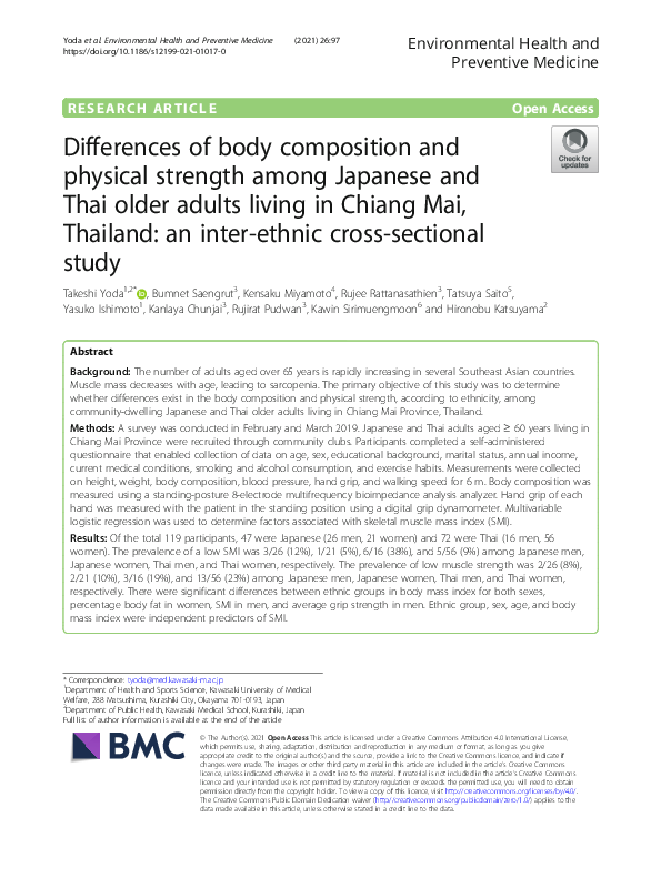 (PDF) Differences of body composition and physical strength among ...