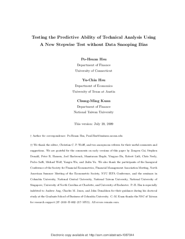 (PDF) Testing the Predictive Ability of Technical Analysis Using a New ...