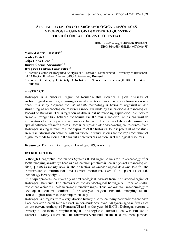(PDF) Spatial Inventory of Archaeological Resources in Dobrogea Using ...