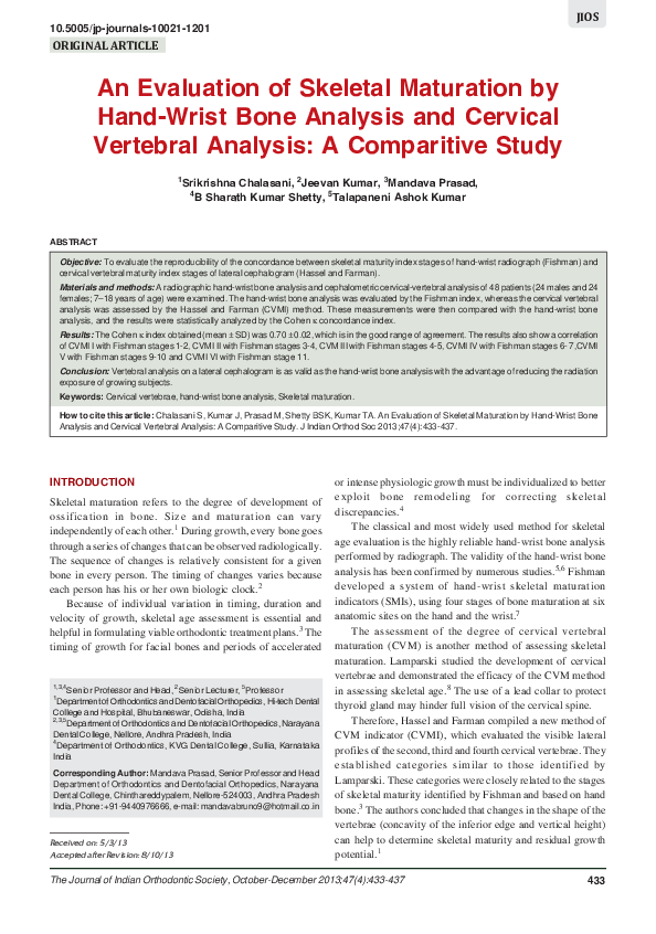 (PDF) An Evaluation of Skeletal Maturation by Hand-Wrist Bone Analysis ...