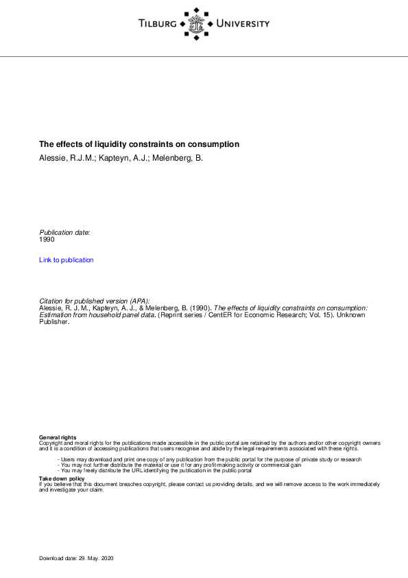 The effects of liquidity constraints on consumption Estimation from household panel data