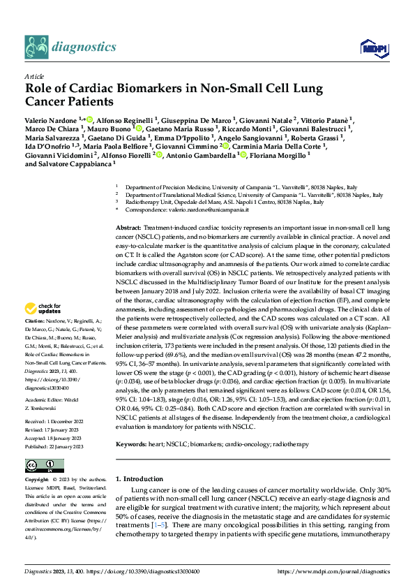 (PDF) Role of Cardiac Biomarkers in Non-Small Cell Lung Cancer Patients