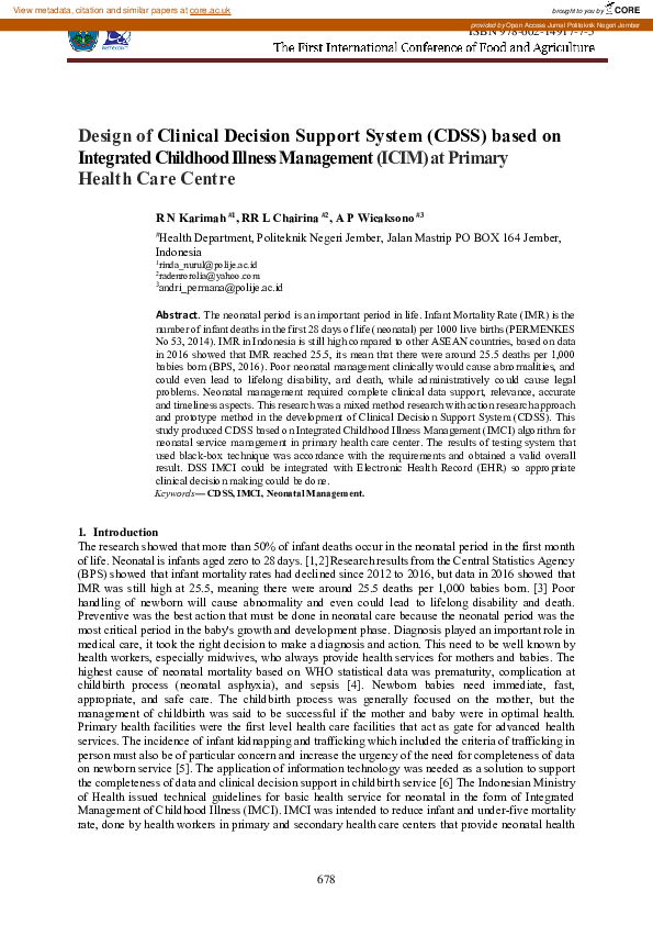(PDF) Clinical Decision Support System (CDSS) based on Integrated ...