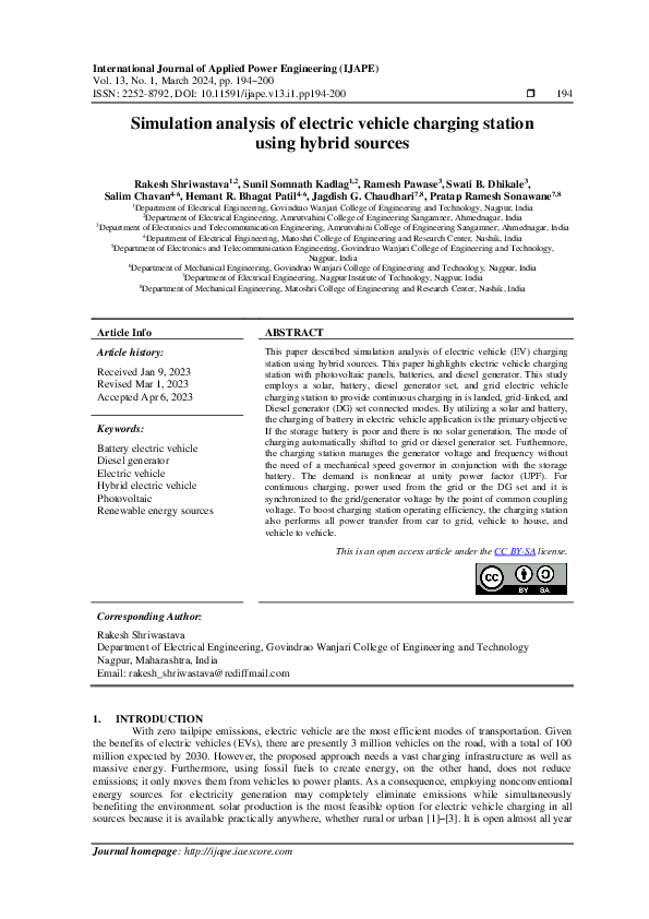 (PDF) Simulation analysis of electric vehicle charging station using ...